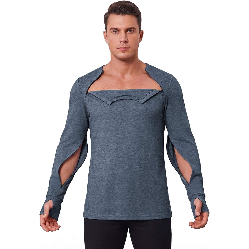 image:imageDeyeek Mens Chemo Port Access Shirts with 2 Side Arm Zippers Ideal for chemotherapy post surgery and dialysis Comfortable cancer shirts designed for easy and discreet medical accessNavy Blue