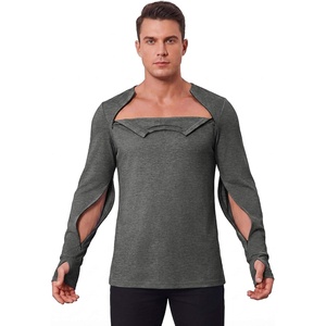 Deyeek Men’s Chemo Port Access Shirts with 2 Side Arm Zippers | Ideal for chemotherapy, post surgery, and dialysis. Comfortable cancer shirts designed for easy and discreet medical access.(Grey)