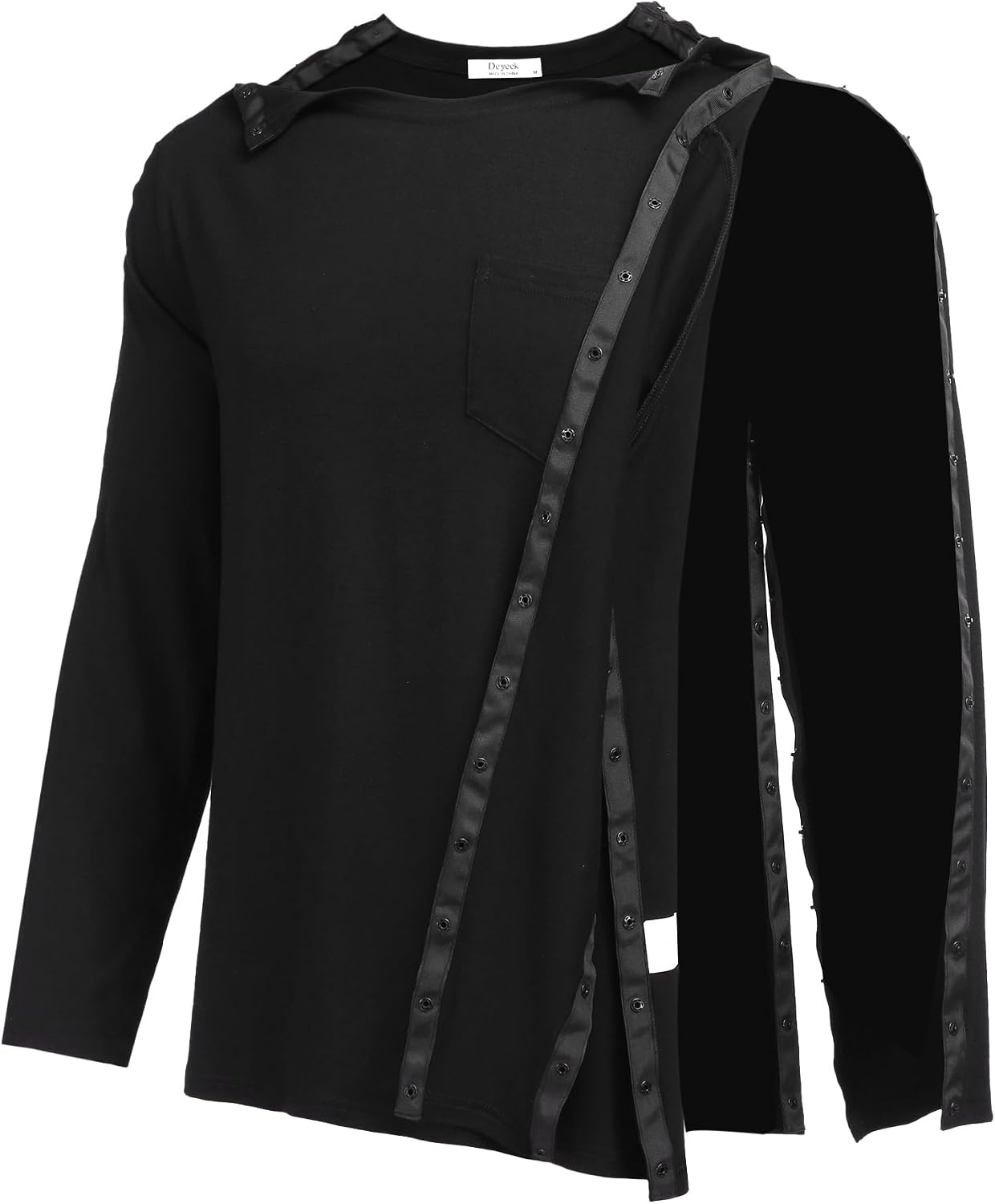 image:imageDeyeek Mens Post Shoulder Surgery Recovery Shirt Tear Away Snap Chemo Top Full Tear Away Snaps for Easy Dressing Ideal for Shoulder Surgery Recovery Rotator Cuff Chemo Port Access amp DialysisBlack