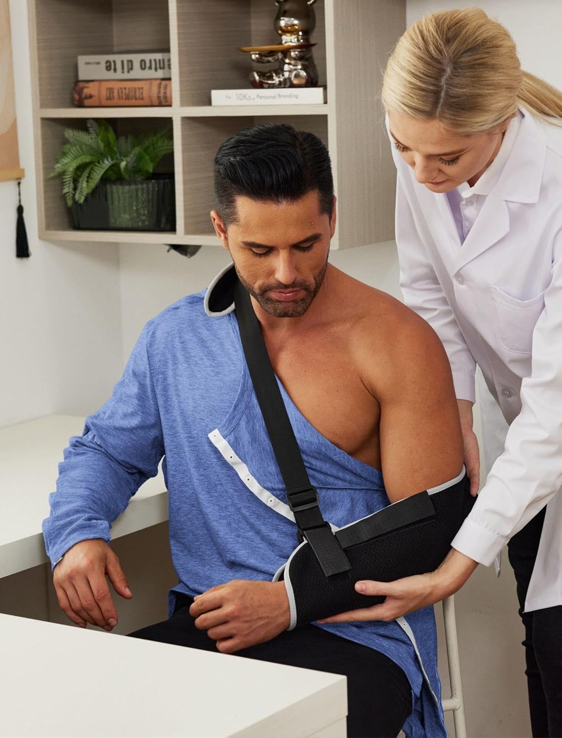 image:imageDeyeek Mens Post Shoulder Surgery Recovery Shirt Tear Away Snap Chemo Top Full Tear Away Snaps for Easy Dressing Ideal for Shoulder Surgery Recovery Rotator Cuff Chemo Port Access amp DialysisBlue