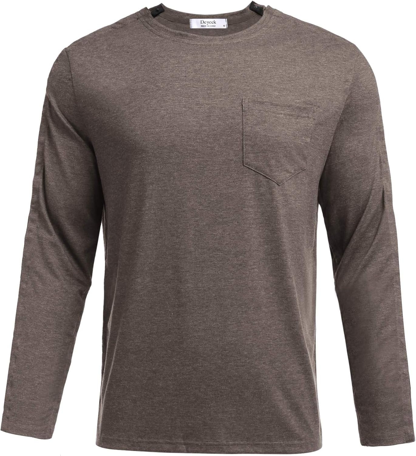 image:imageDeyeek Mens Post Shoulder Surgery Recovery Shirt Tear Away Snap Chemo Top Full Tear Away Snaps for Easy Dressing Ideal for Shoulder Surgery Recovery Rotator Cuff Chemo Port Access amp DialysisBrown