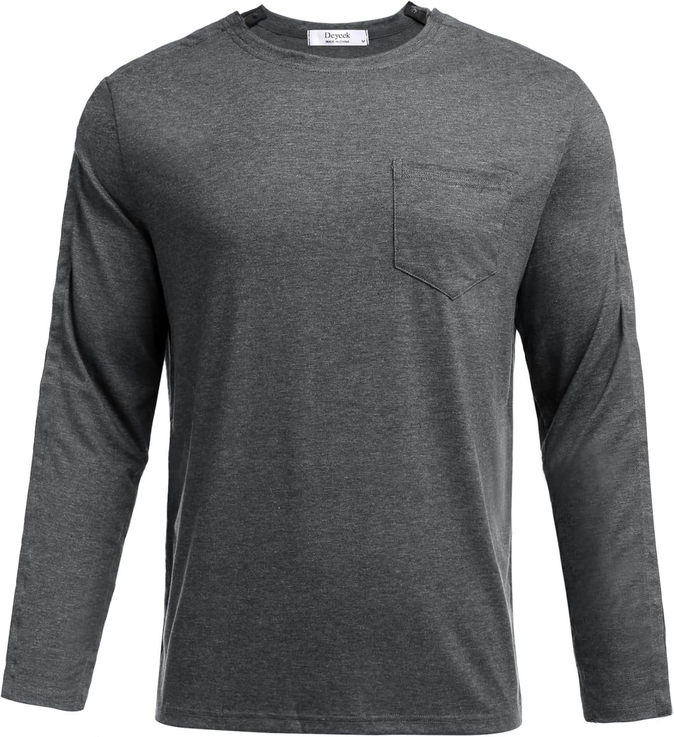 image:imageDeyeek Mens Post Shoulder Surgery Recovery Shirt Tear Away Snap Chemo Top Full Tear Away Snaps for Easy Dressing Ideal for Shoulder Surgery Recovery Rotator Cuff Chemo Port Access amp DialysisDark Gray