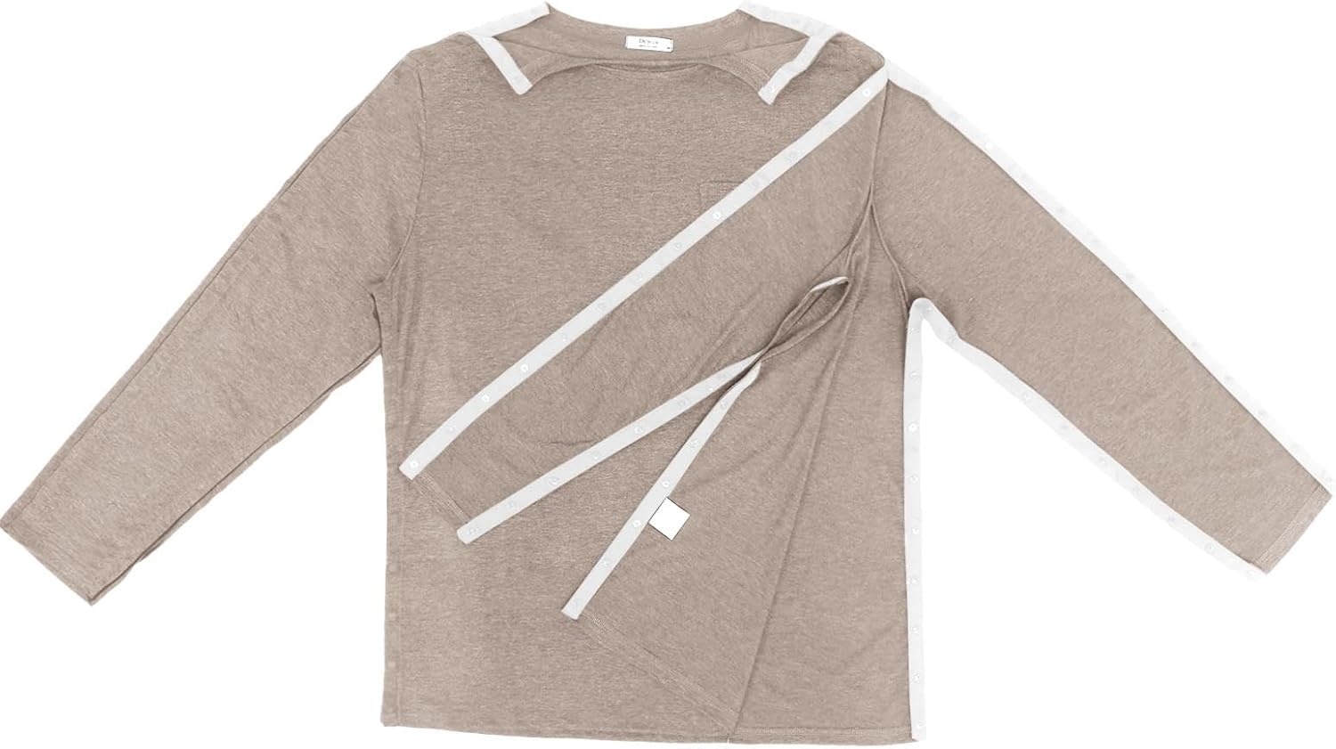 image:imageDeyeek Mens Post Shoulder Surgery Recovery Shirt Tear Away Snap Chemo Top Full Tear Away Snaps for Easy Dressing Ideal for Shoulder Surgery Recovery Rotator Cuff Chemo Port Access amp DialysisKhaki
