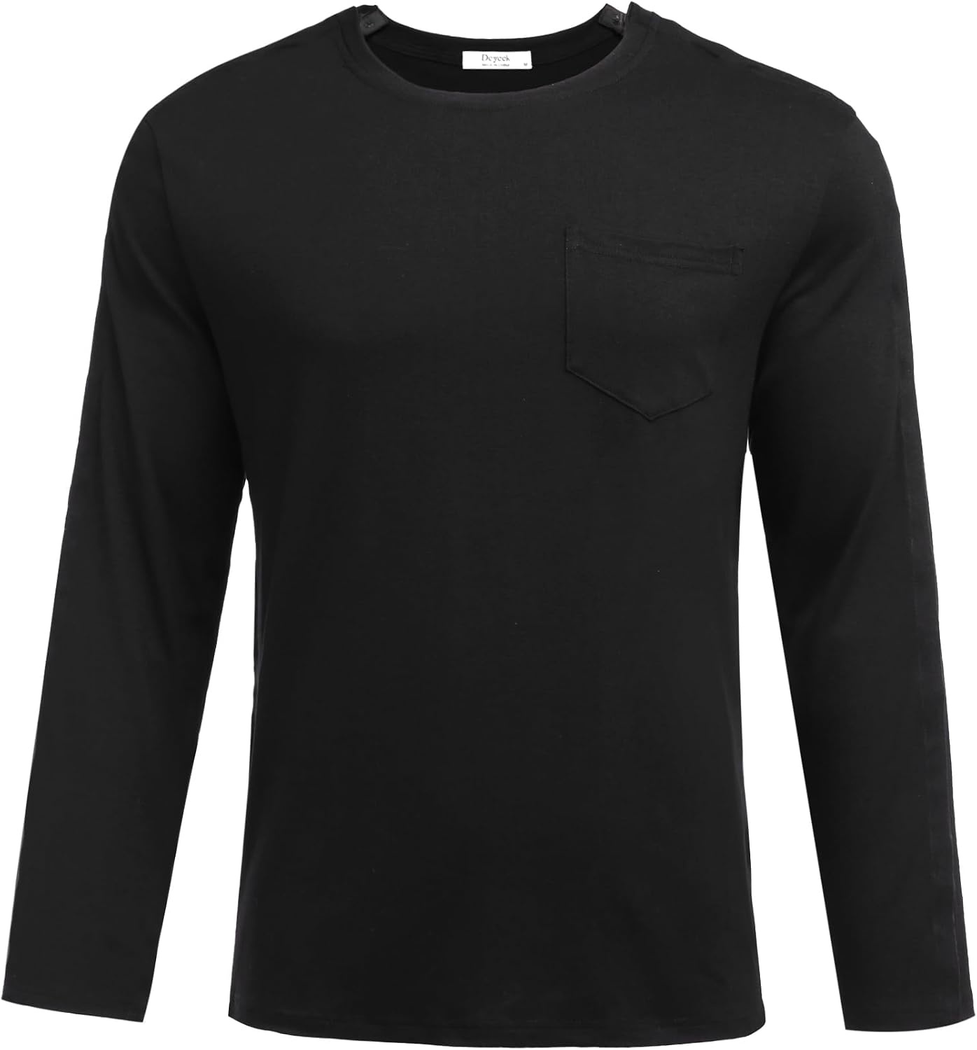 image:imageDeyeek Mens Post Shoulder Surgery Recovery Shirt Tear Away Snap Chemo Top Full Tear Away Snaps for Easy Dressing Ideal for Shoulder Surgery Recovery Rotator Cuff Chemo Port Access amp DialysisBlack