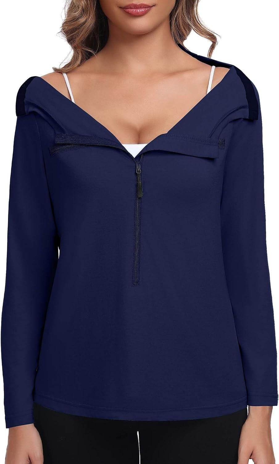 image:imageDeyeek Womens Long Sleeve Chemo Shirts Port Access Chemotherapy Apparel Practical chemotherapy must haves A thoughtful and comfortable recovery clothing gift for cancer patientsNavy Blue