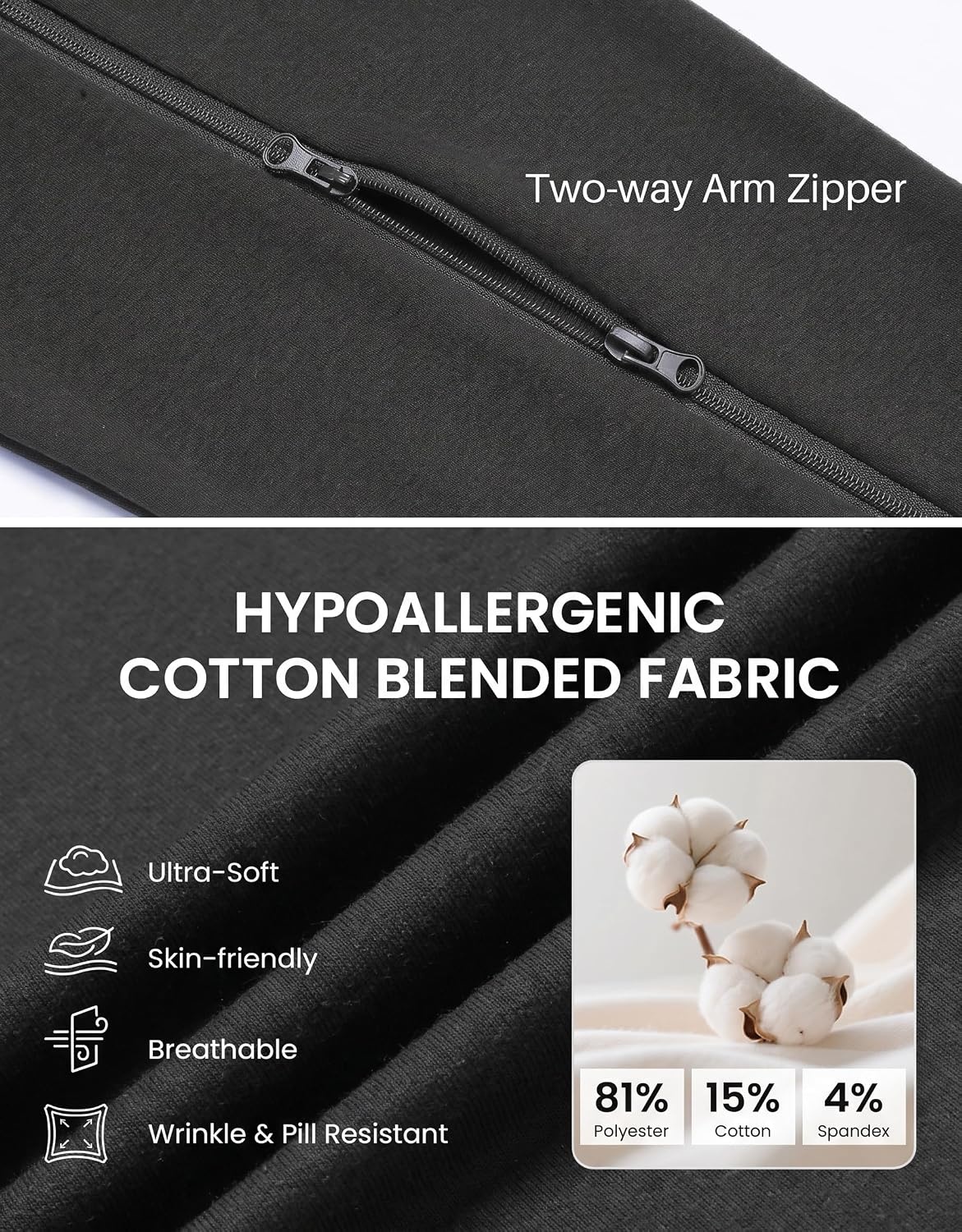 image:imageDeyeek Womens Zip Up Hoodie Sweatshirts with Arm Zipper and Drain Pockets Dualarm Zippers Allow Easy IV PICC Dialysis HD Catheter Chemo Port Access Inner Pockets Hold Post Mastectomy Drain BagsDark Grey