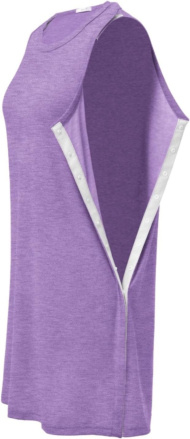 image:imageWomens Shoulder Surgery Dress Full Tear Away Sleeveless Chemo Gown Full Tearaway Side Snaps Sleeveless Easy Access No Undressing Port Access Tank Dress Rotator Cuff Chemo DialysisMauve
