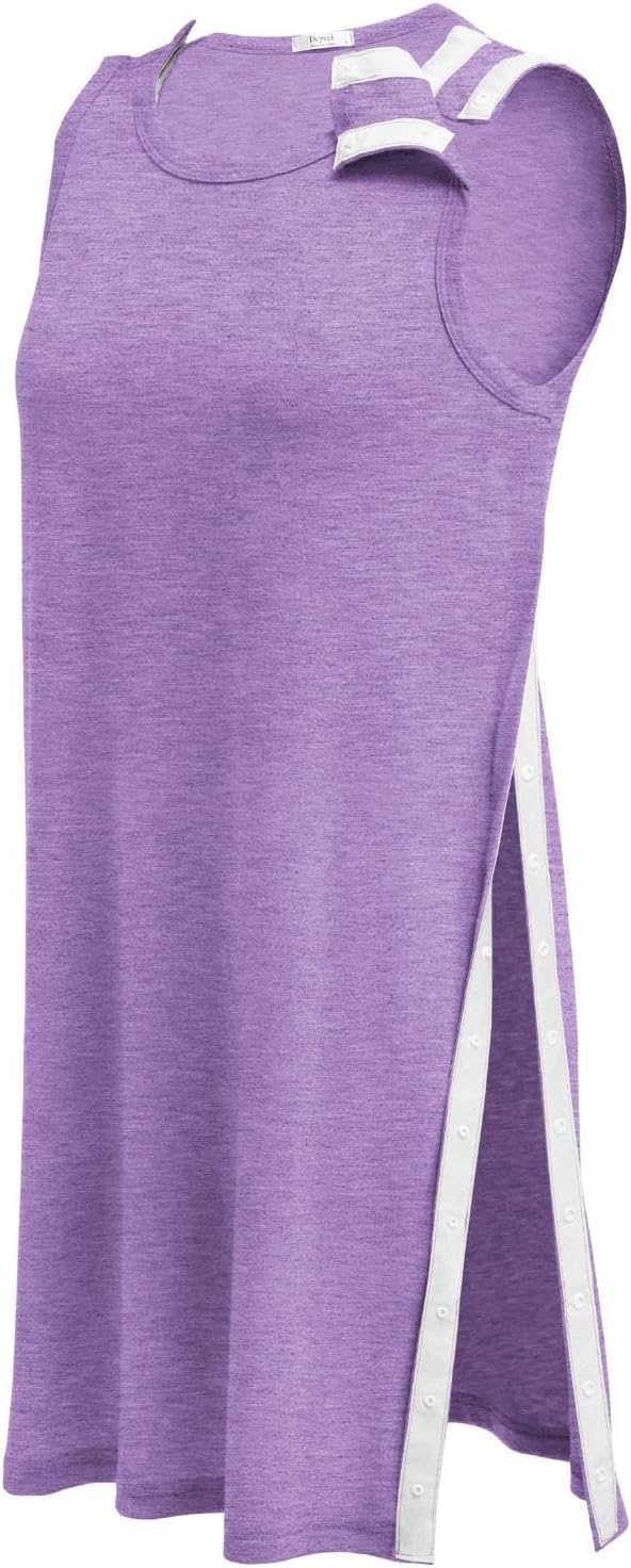 image:imageWomens Shoulder Surgery Dress Full Tear Away Sleeveless Chemo Gown Full Tearaway Side Snaps Sleeveless Easy Access No Undressing Port Access Tank Dress Rotator Cuff Chemo DialysisMauve