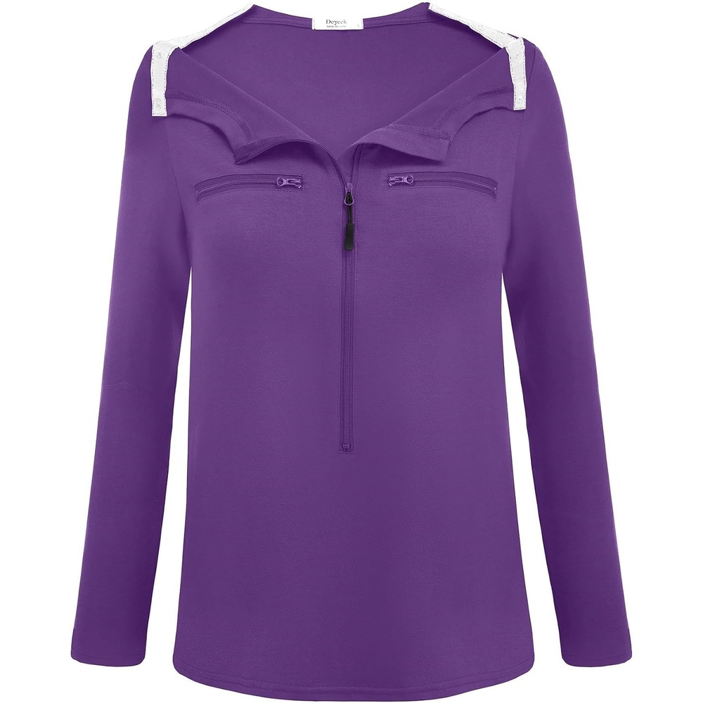 image:imageDeyeek Womens Long Sleeve Chemo Shirts Port Access Chemotherapy Apparel Practical chemotherapy must haves A thoughtful and comfortable recovery clothing gift for cancer patientsDark Purple