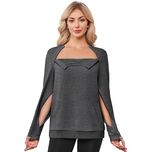 Deyeek Chemo Shirts for Port Access Womens Post Surgery Dialysis Sweatshirt | Long Sleeve, Arm Zipper, Chemotherapy Must Haves, Adaptive Clothing(Dark Grey)