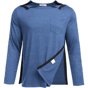 Deyeek Men’s Post Shoulder Surgery Recovery Shirt, Tear Away Snap Chemo Top | Full Tear Away Snaps for Easy Dressing, Ideal for Shoulder Surgery Recovery, Rotator Cuff, Chemo Port Access & Dialysis(Navy)