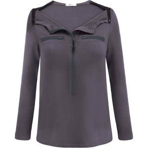 Deyeek Women’s Long Sleeve Chemo Shirts Port Access Chemotherapy Apparel | Practical chemotherapy must haves. A thoughtful and comfortable recovery clothing gift for cancer patients.(Dark Grey)