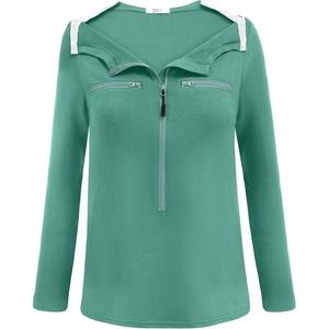 Deyeek Women’s Long Sleeve Chemo Shirts Port Access Chemotherapy Apparel | Practical chemotherapy must haves. A thoughtful and comfortable recovery clothing gift for cancer patients.(Green)