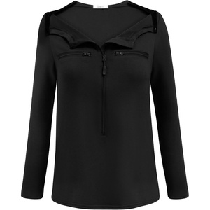 Deyeek Women’s Long Sleeve Chemo Shirts Port Access Chemotherapy Apparel | Practical chemotherapy must haves. A thoughtful and comfortable recovery clothing gift for cancer patients.(Black)
