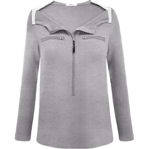 Deyeek Women’s Long Sleeve Chemo Shirts Port Access Chemotherapy Apparel | Practical chemotherapy must haves. A thoughtful and comfortable recovery clothing gift for cancer patients.(Light Grey)
