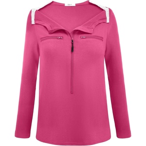 Deyeek Women’s Long Sleeve Chemo Shirts Port Access Chemotherapy Apparel | Practical chemotherapy must haves. A thoughtful and comfortable recovery clothing gift for cancer patients.(Rose Red)