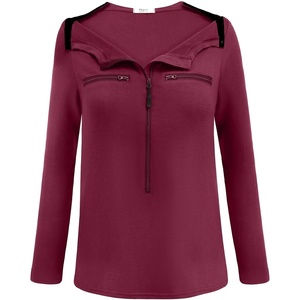 Deyeek Women’s Long Sleeve Chemo Shirts Port Access Chemotherapy Apparel | Practical chemotherapy must haves. A thoughtful and comfortable recovery clothing gift for cancer patients.(Wine Red)
