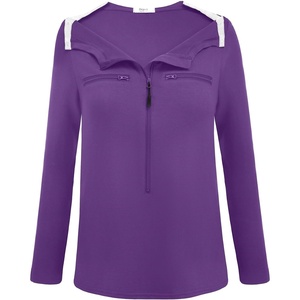 Deyeek Women’s Long Sleeve Chemo Shirts Port Access Chemotherapy Apparel | Practical chemotherapy must haves. A thoughtful and comfortable recovery clothing gift for cancer patients.(Dark Purple)