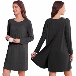 Deyeek Women’s Open Back Hospital Gowns for Post Surgery | Long sleeve tear away dress with shoulder snaps. These adaptive nightgowns offer easy access and comfort for recovery.(Black)