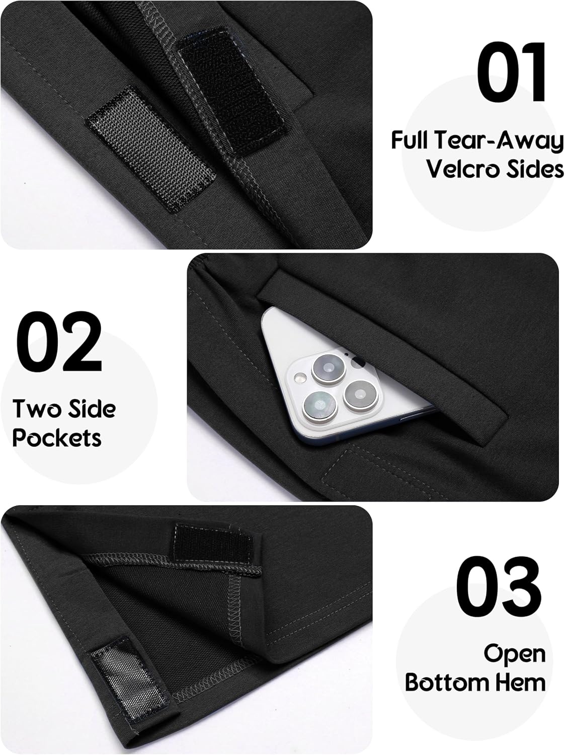 image:imageDeyeek Womens Tear Away Pants Side Snap Post Surgery Sweatpants Loose Fit Casual Adaptive Breakaway Pants with Pockets for Hip Knee Surgery RecoveryBlack