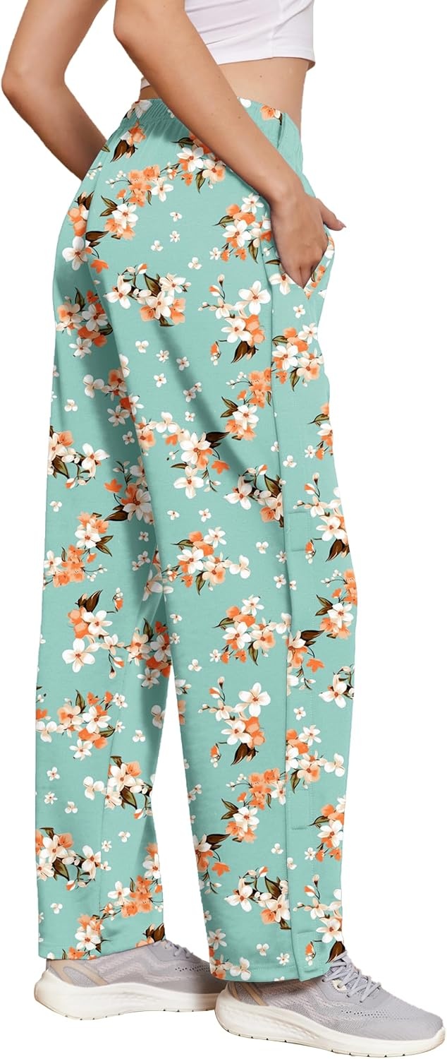 image:imageDeyeek Womens Tear Away Pants Side Snap Post Surgery Sweatpants Loose Fit Casual Adaptive Breakaway Pants with Pockets for Hip Knee Surgery RecoveryGreen Print
