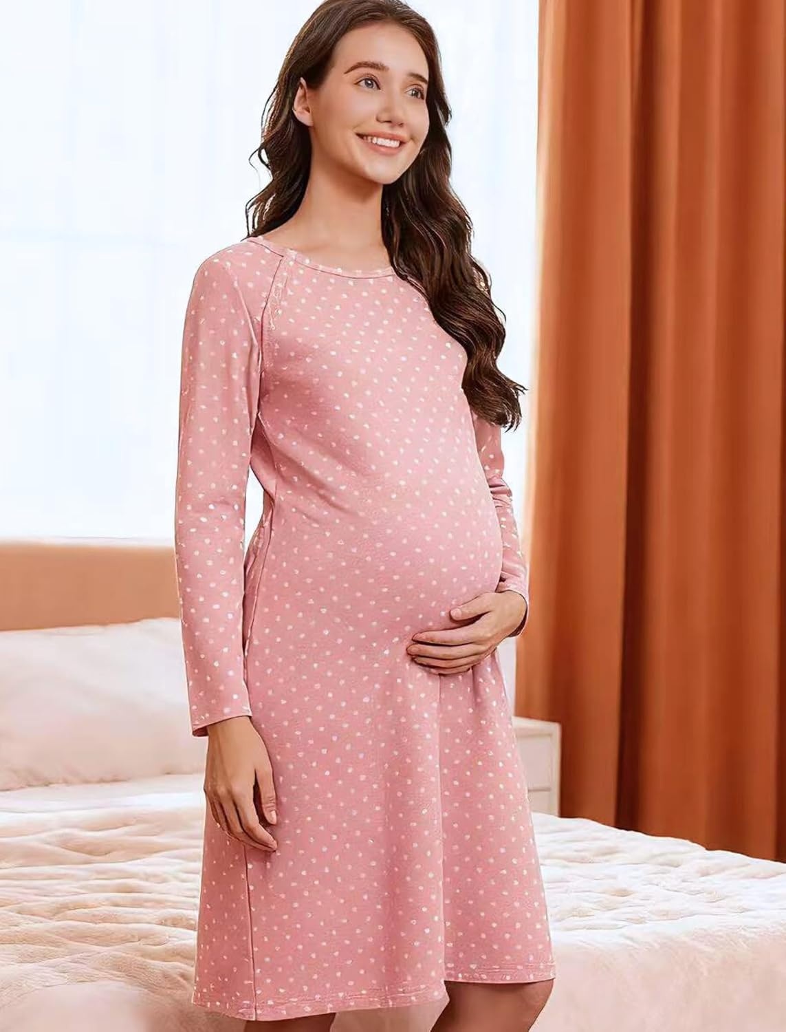 image:imageOpen Back Hospital Gowns for Women Post Shoulder Surgery Tear Away Snap Chemo Port Adaptive Clothing with PocketsPink Print