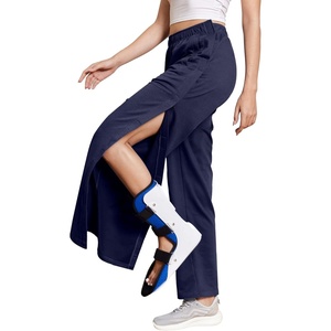 Deyeek Women’s Tear Away Pants Side Snap Post Surgery Sweatpants | Loose Fit Casual Adaptive Breakaway Pants with Pockets for Hip Knee Surgery Recovery(Navy Blue)