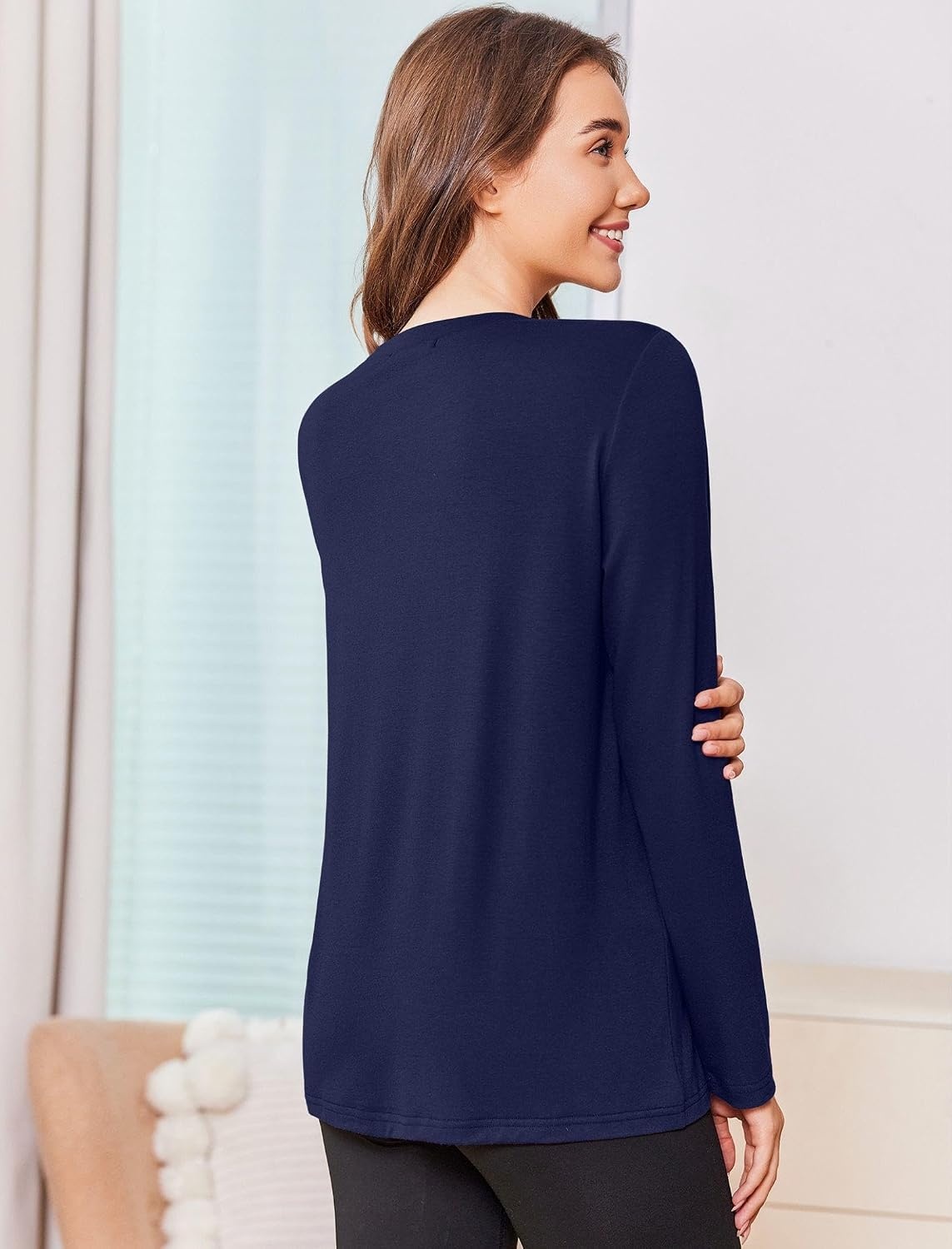 image:imageDeyeek Chemo Shirt for Women Long Sleeve Port Access Dialysis Surgery TopBlue Purple