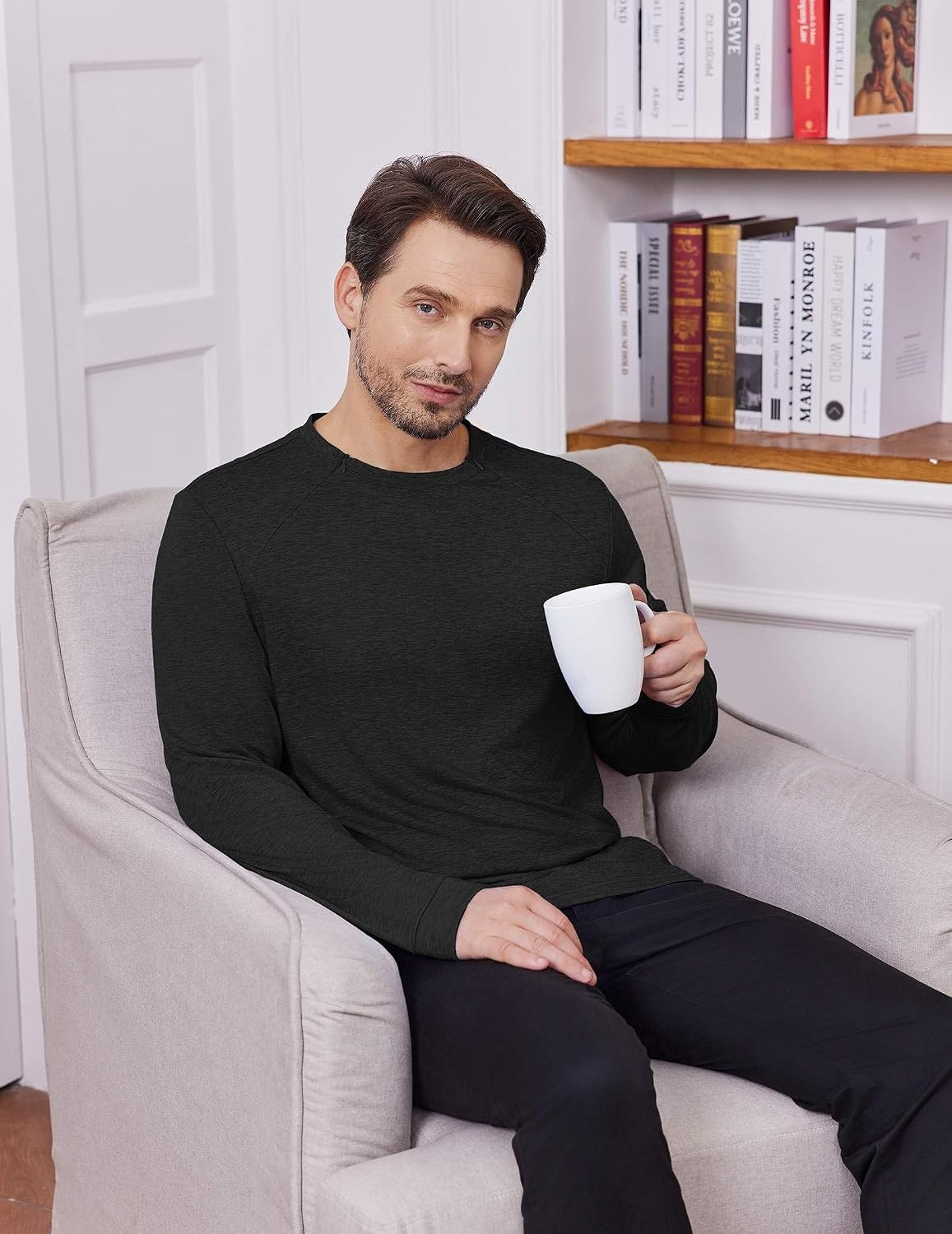 image:imageDeyeek Mens Chemo Port Access Shirts with 2 Side Arm ZippersBlack