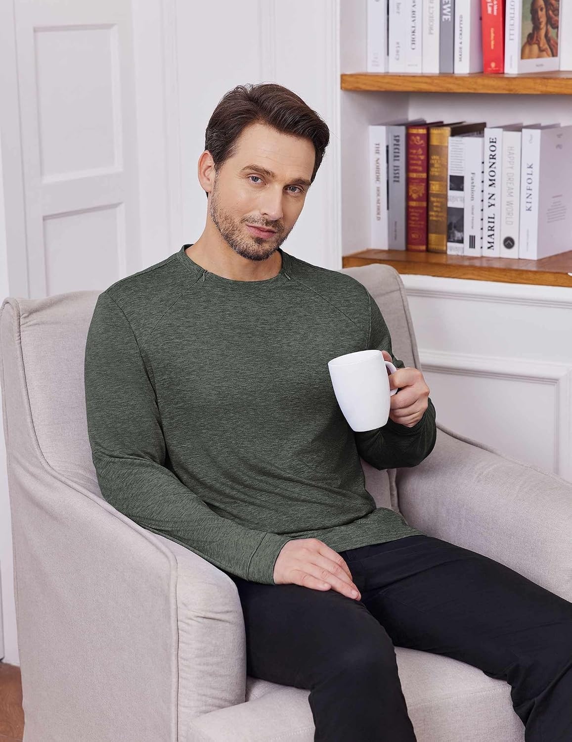 image:imageDeyeek Mens Chemo Port Access Shirts with 2 Side Arm ZippersDark Army Green