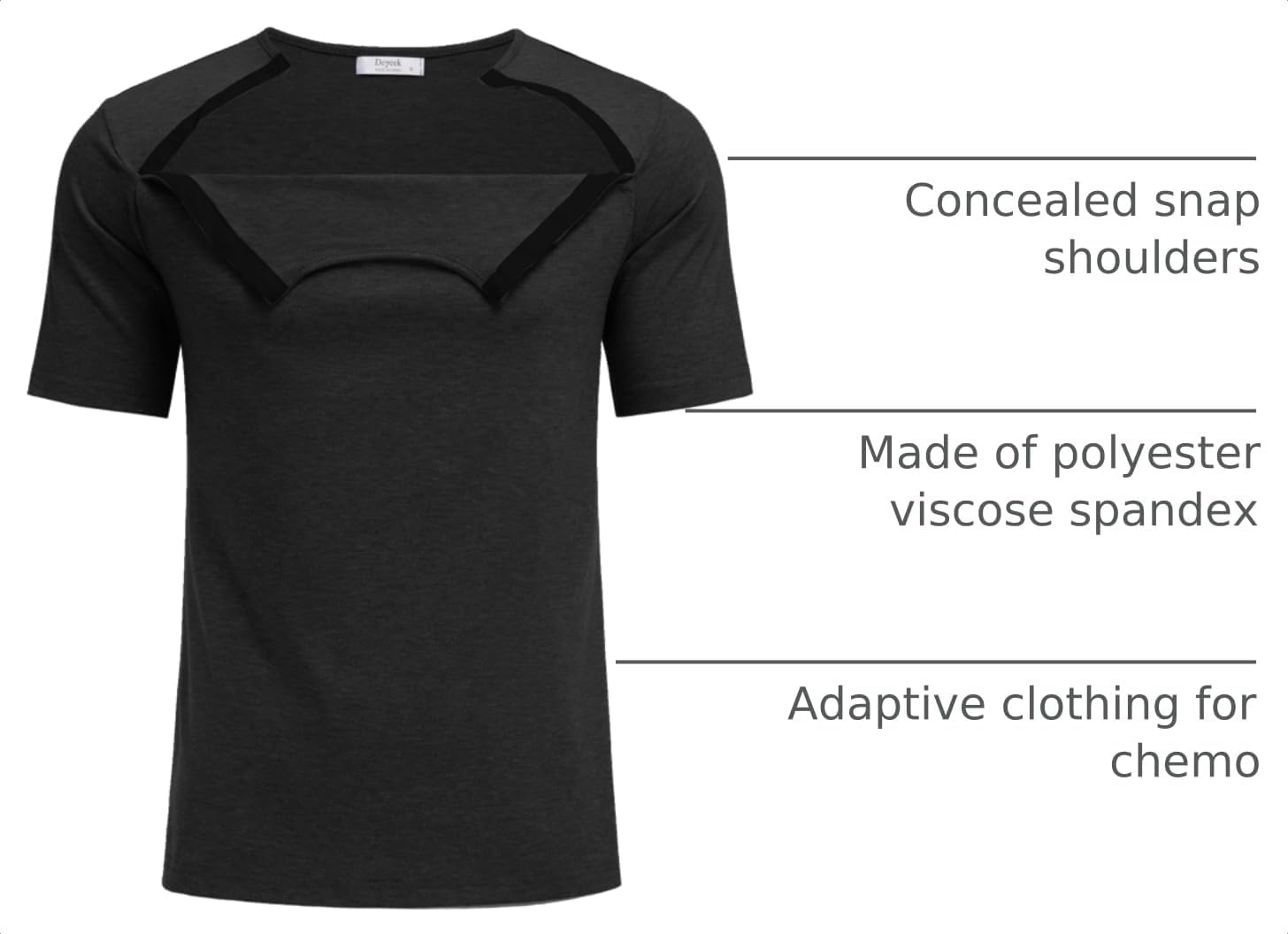 image:imageDeyeek Mens Port Shirt for Chemo Access Dialysis Cancer Post Surgery TopBlack