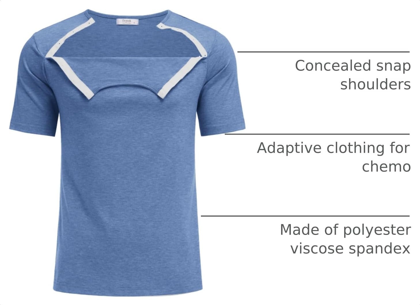 image:imageDeyeek Mens Port Shirt for Chemo Access Dialysis Cancer Post Surgery TopBlue