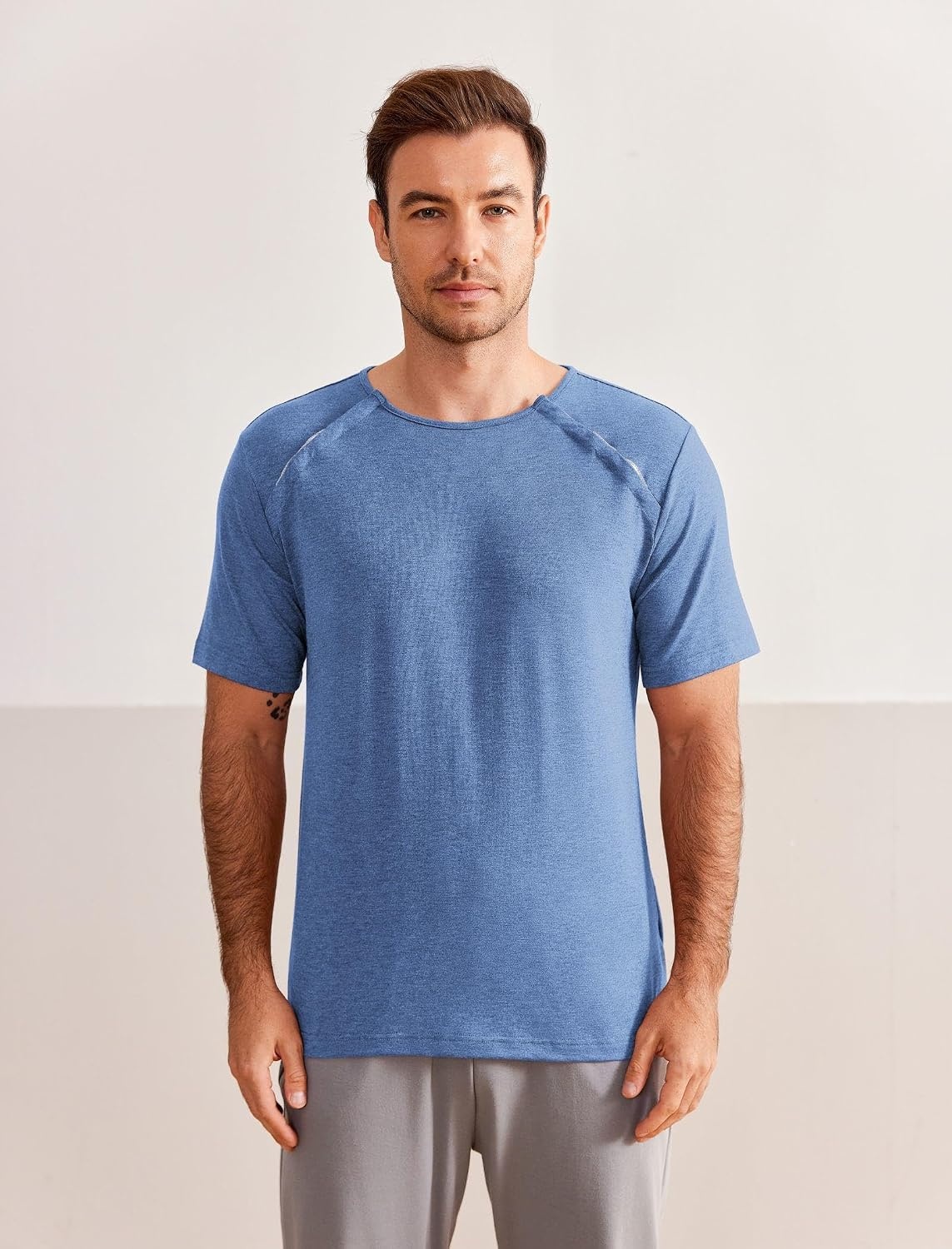 image:imageDeyeek Mens Port Shirt for Chemo Access Dialysis Cancer Post Surgery TopBlue