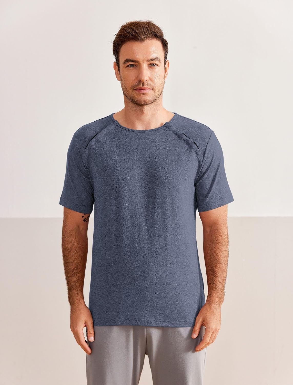 image:imageDeyeek Mens Port Shirt for Chemo Access Dialysis Cancer Post Surgery TopBlue Purple