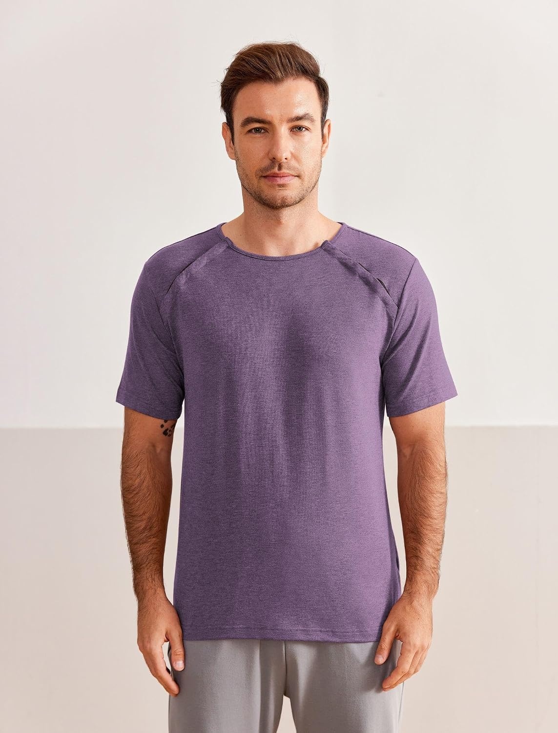 image:imageDeyeek Mens Port Shirt for Chemo Access Dialysis Cancer Post Surgery TopBright Purple