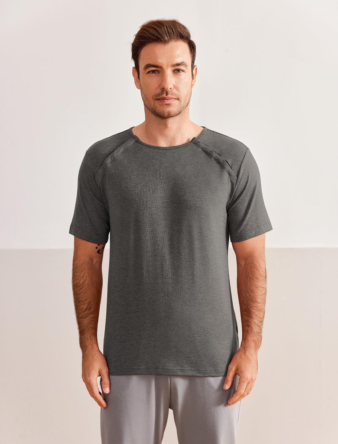 image:imageDeyeek Mens Port Shirt for Chemo Access Dialysis Cancer Post Surgery TopDark Gray