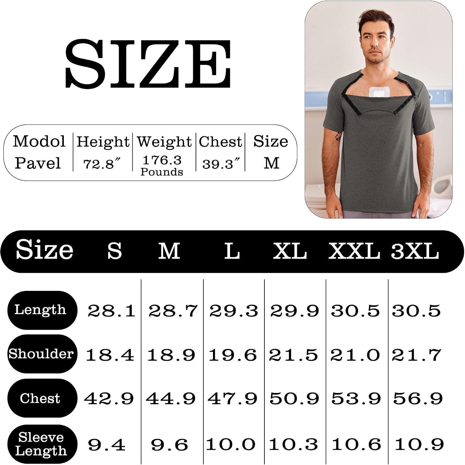 image:imageDeyeek Mens Port Shirt for Chemo Access Dialysis Cancer Post Surgery TopDark Gray
