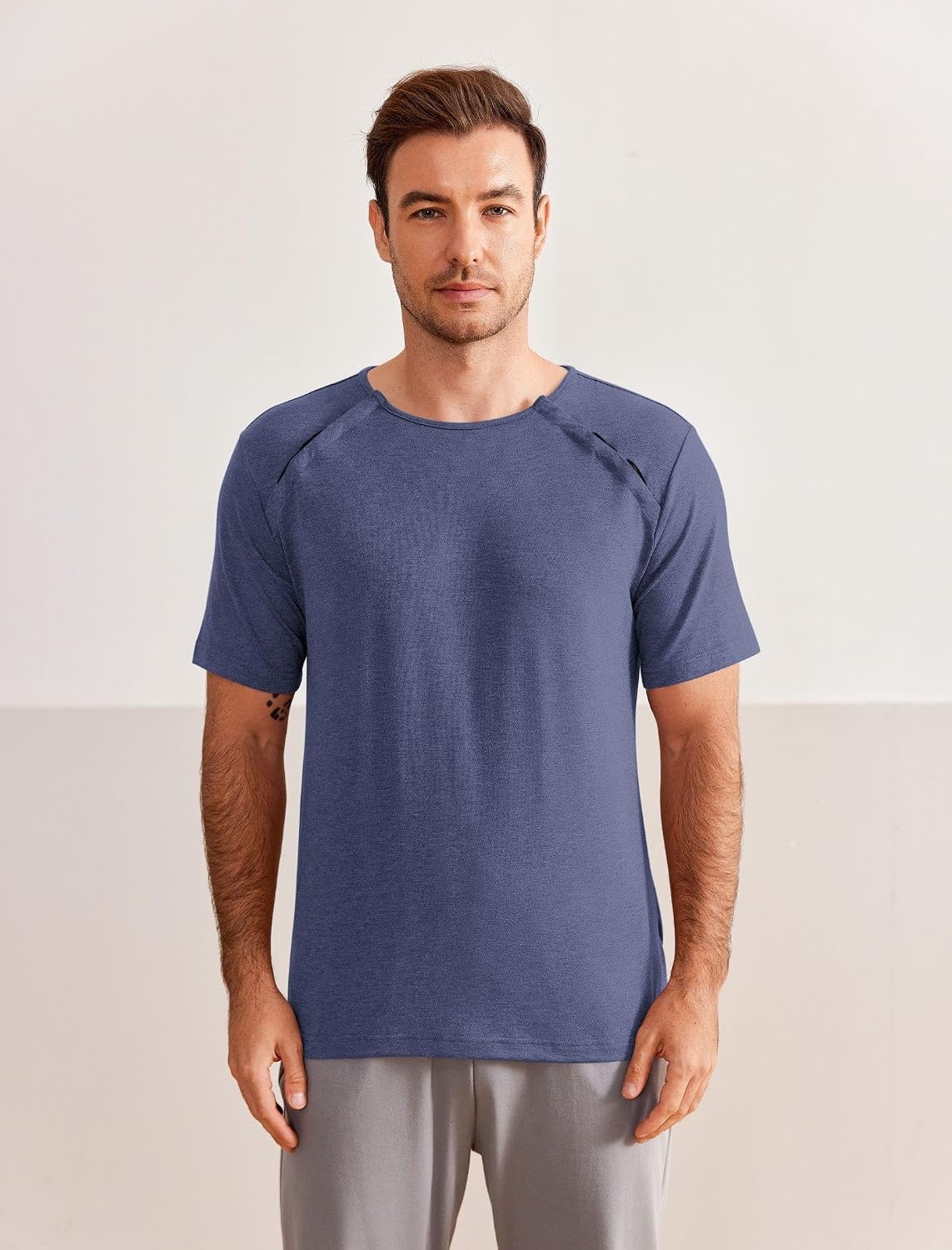 image:imageDeyeek Mens Port Shirt for Chemo Access Dialysis Cancer Post Surgery TopNavy Blue