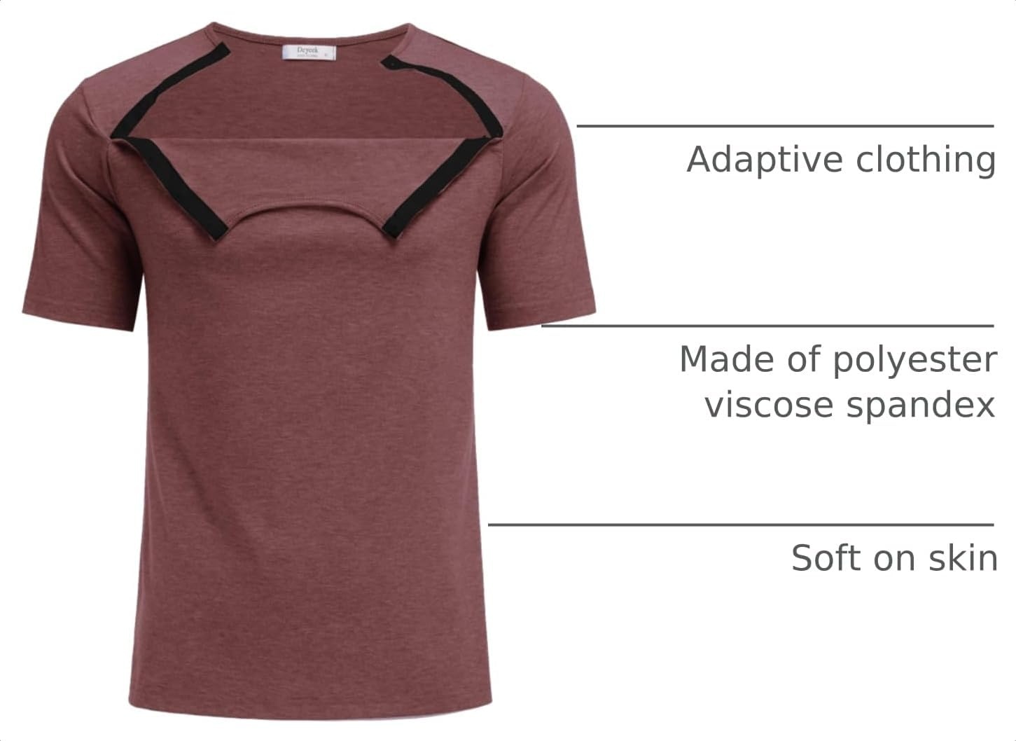 image:imageDeyeek Mens Port Shirt for Chemo Access Dialysis Cancer Post Surgery TopRed