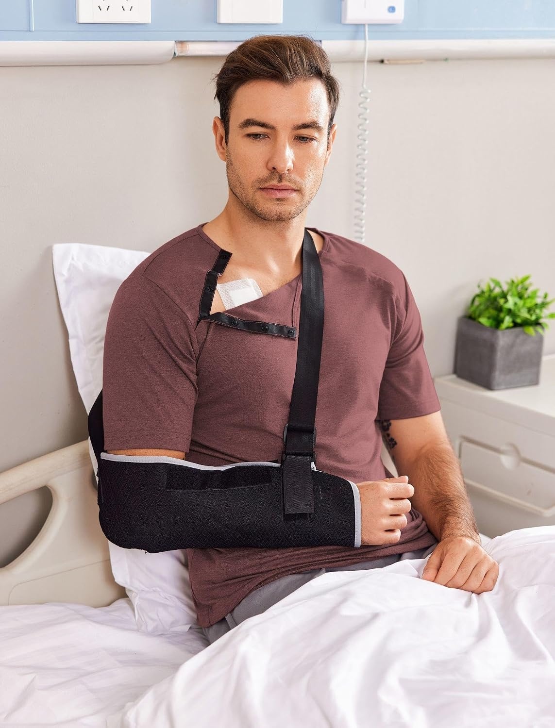 image:imageDeyeek Mens Port Shirt for Chemo Access Dialysis Cancer Post Surgery TopRed