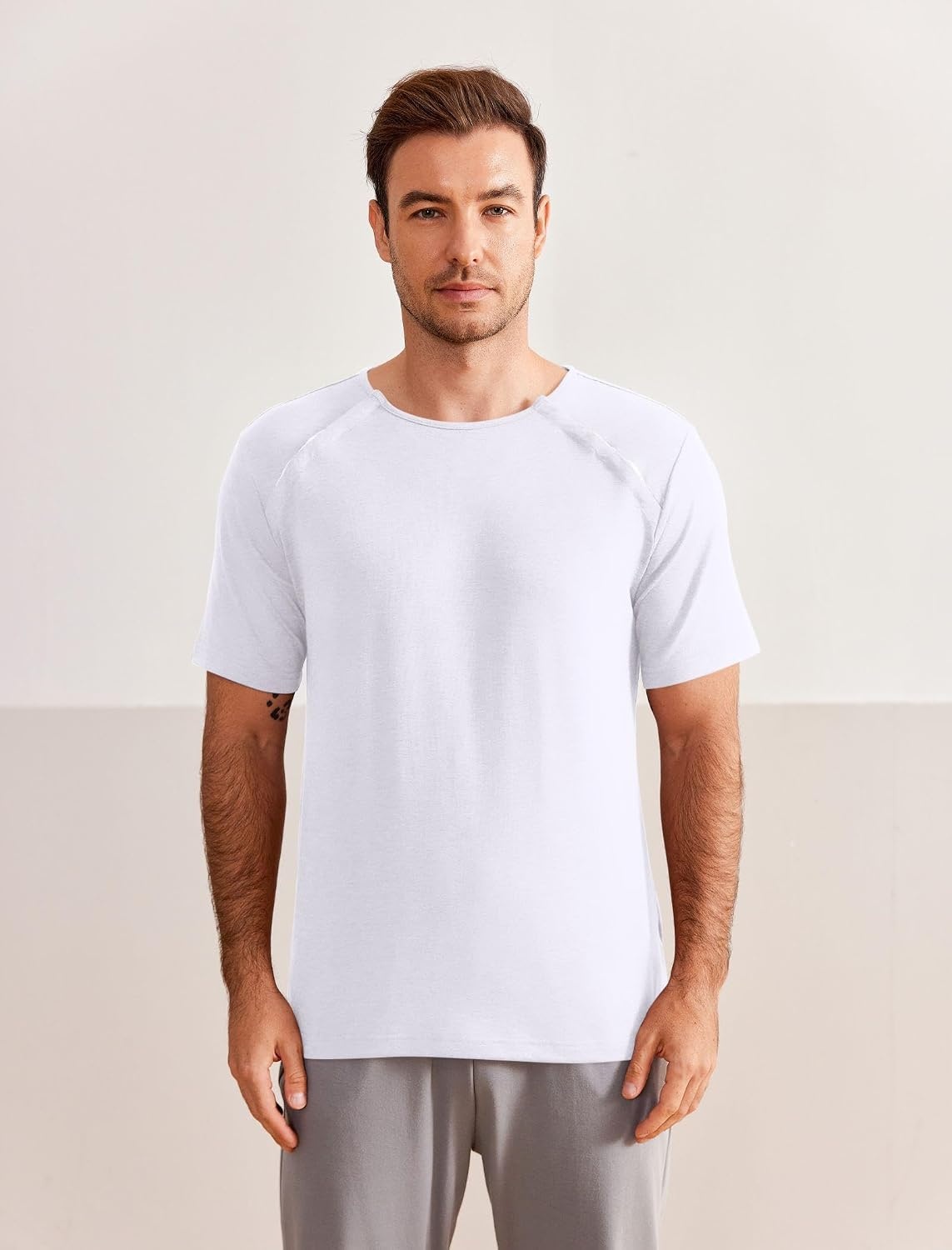 image:imageDeyeek Mens Port Shirt for Chemo Access Dialysis Cancer Post Surgery TopWhite