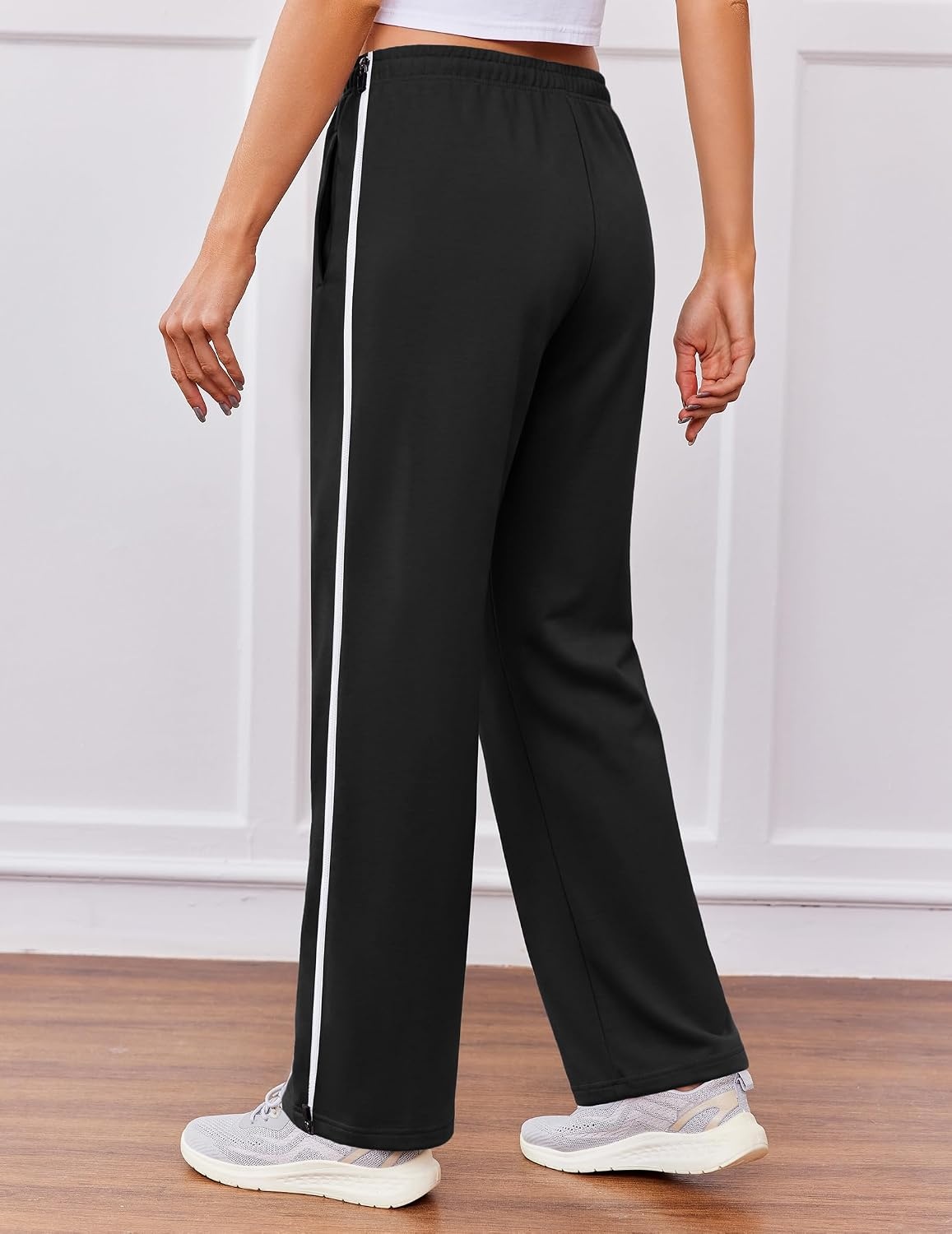 image:imageDeyeek Tear Away Pants for Women Post Surgery 2 Side Zippers SweatpantsBlack