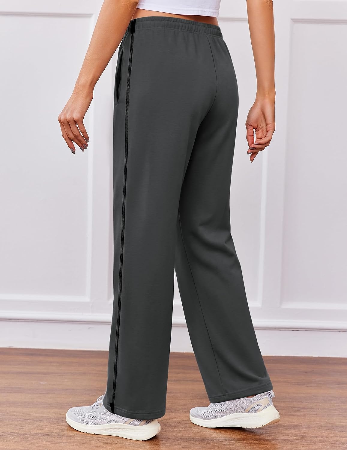 image:imageDeyeek Tear Away Pants for Women Post Surgery 2 Side Zippers SweatpantsDark Grey