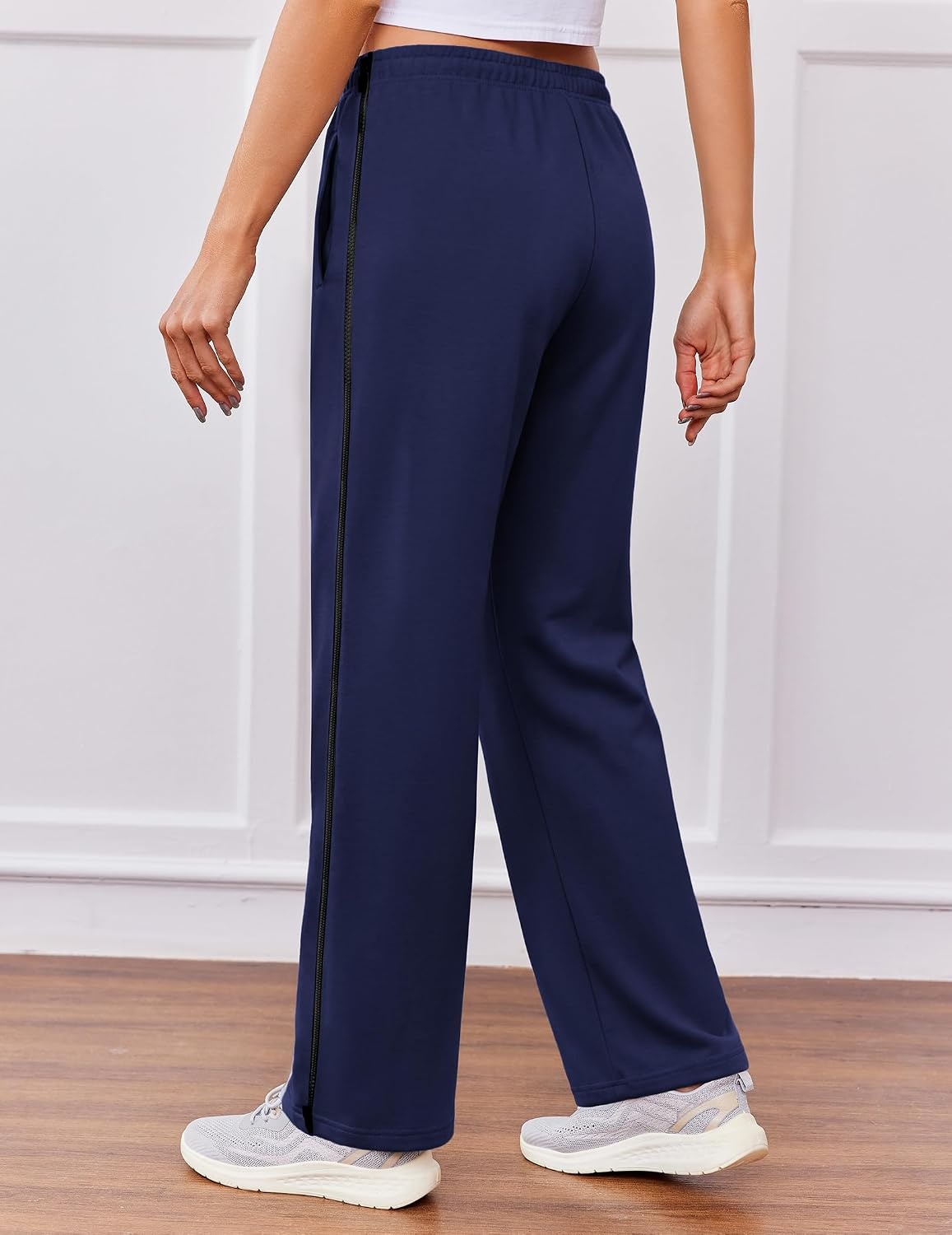 image:imageDeyeek Tear Away Pants for Women Post Surgery 2 Side Zippers SweatpantsNavy Blue