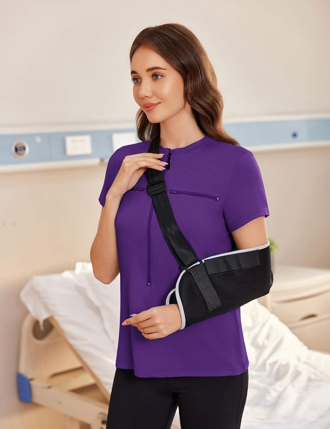 image:imageDeyeek Womens Chemo Port Access Shirts 2 Side Snap Short SleeveDark Purple