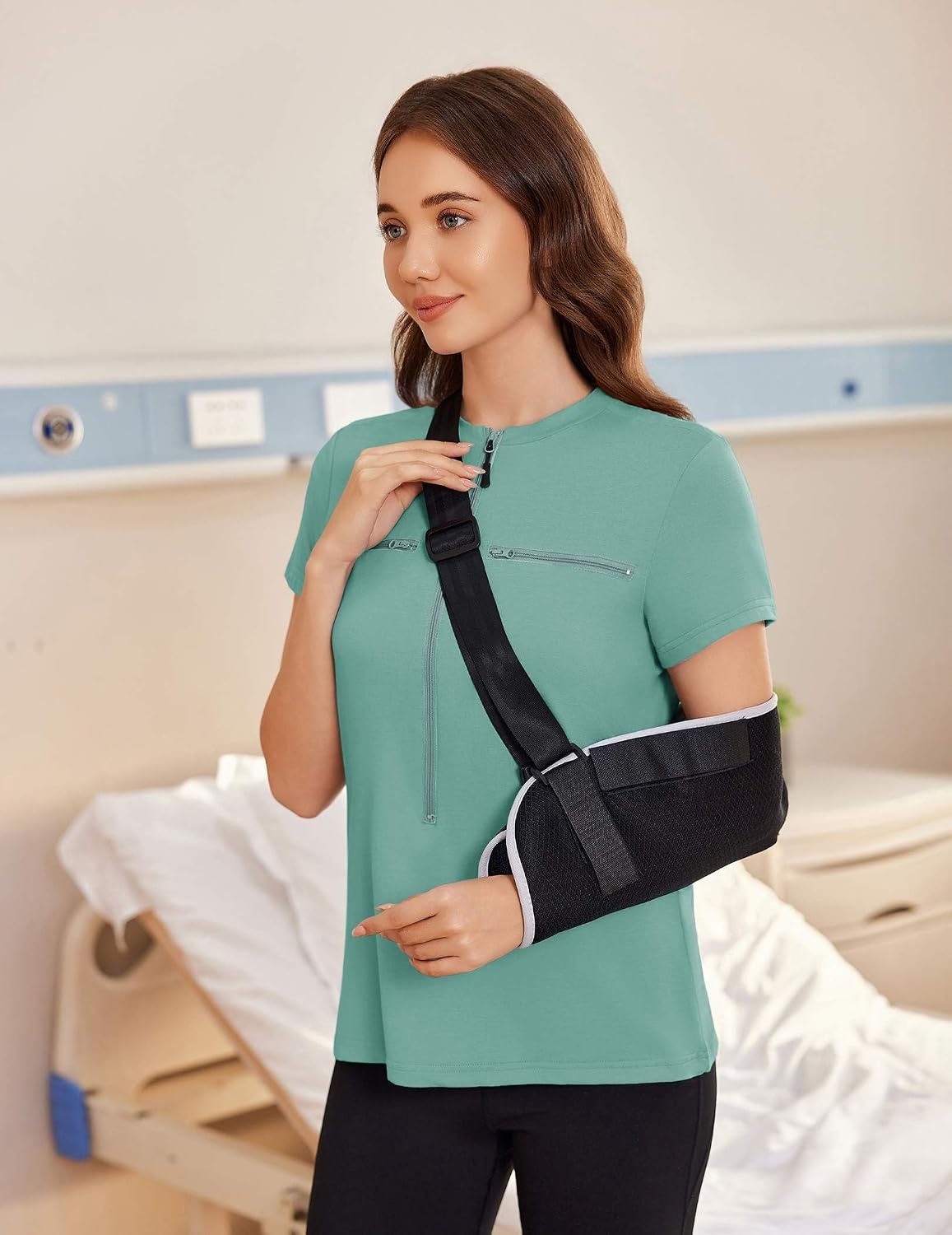 image:imageDeyeek Womens Chemo Port Access Shirts 2 Side Snap Short SleeveGreen