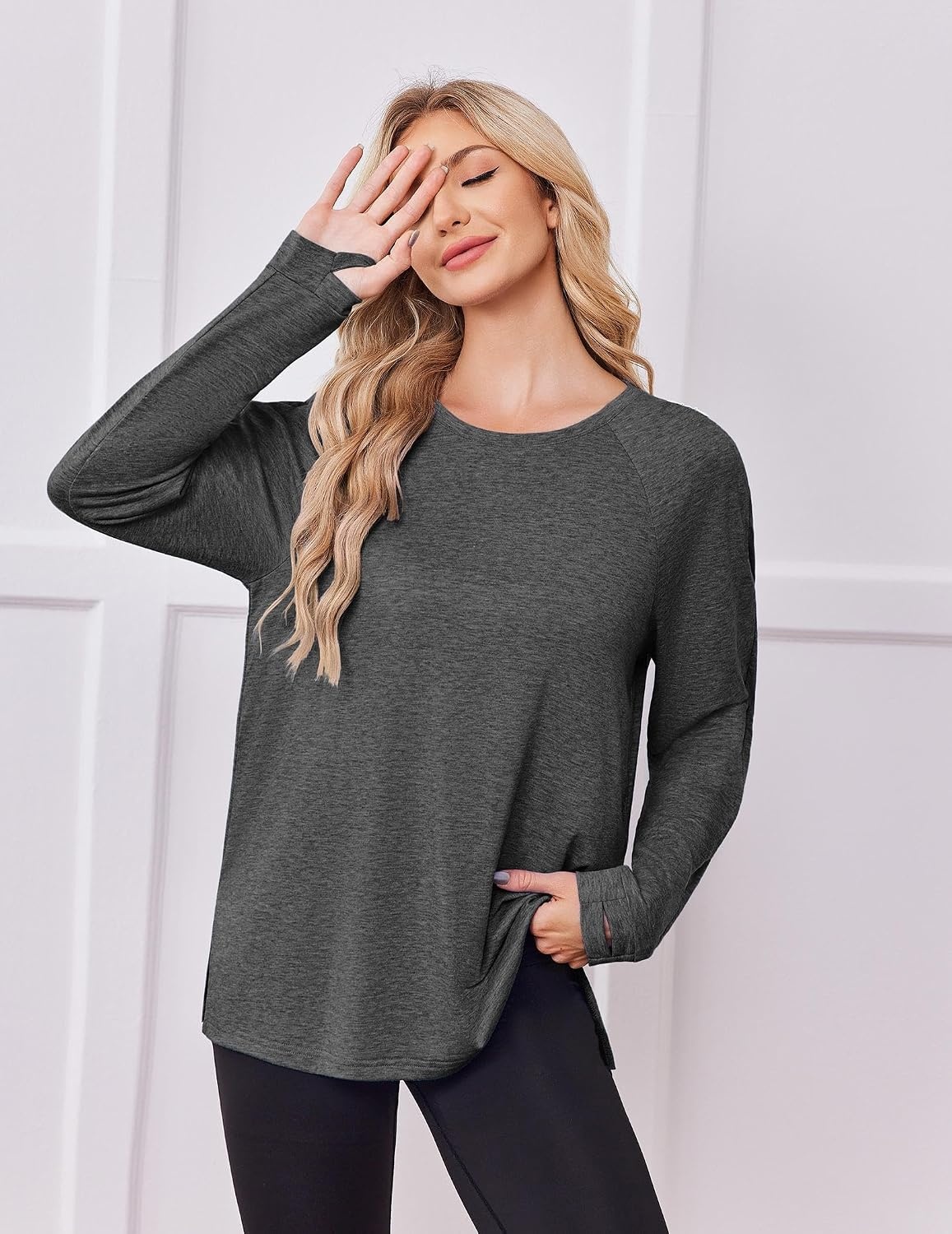 image:imageDeyeek Womens Dialysis Shirt Arm Zipper Port Access Long Sleeve TopDark Gray