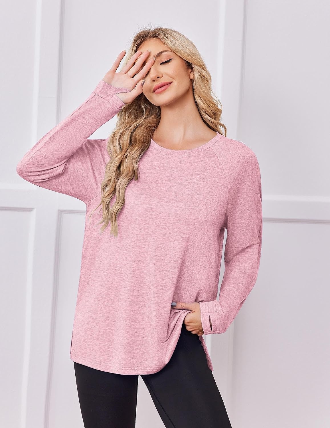 image:imageDeyeek Womens Dialysis Shirt Arm Zipper Port Access Long Sleeve TopPink