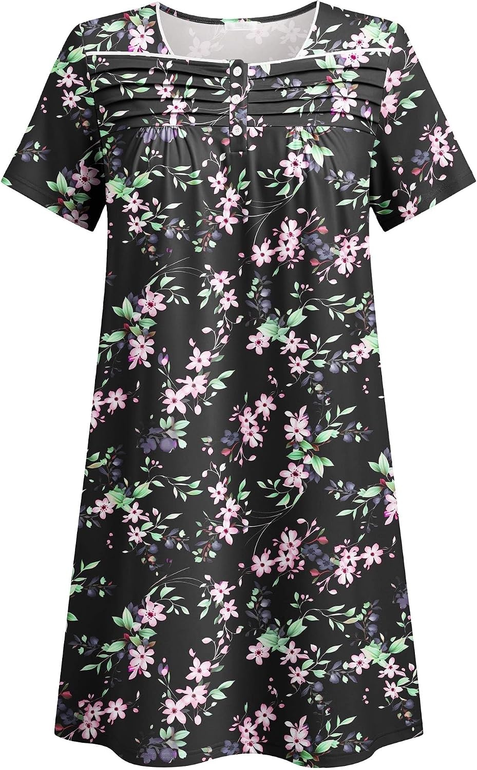 image:imageDeyeek Womens Shoulder Surgery Dress Full Tear Away Side Snap Chemo GownBlack Print