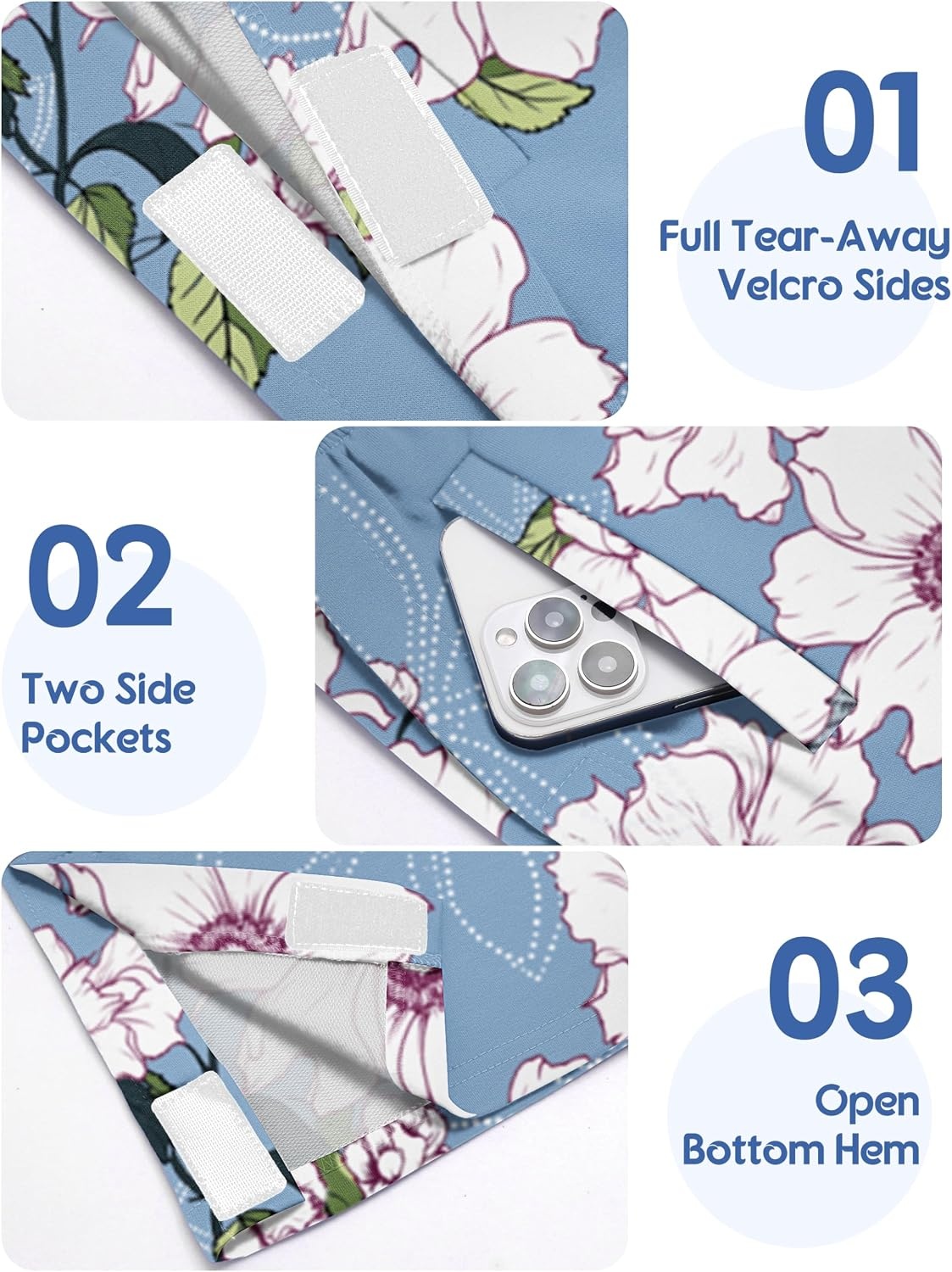 image:imageDeyeek Womens Tear Away Pants Side Snap Post Surgery SweatpantsBlue Print